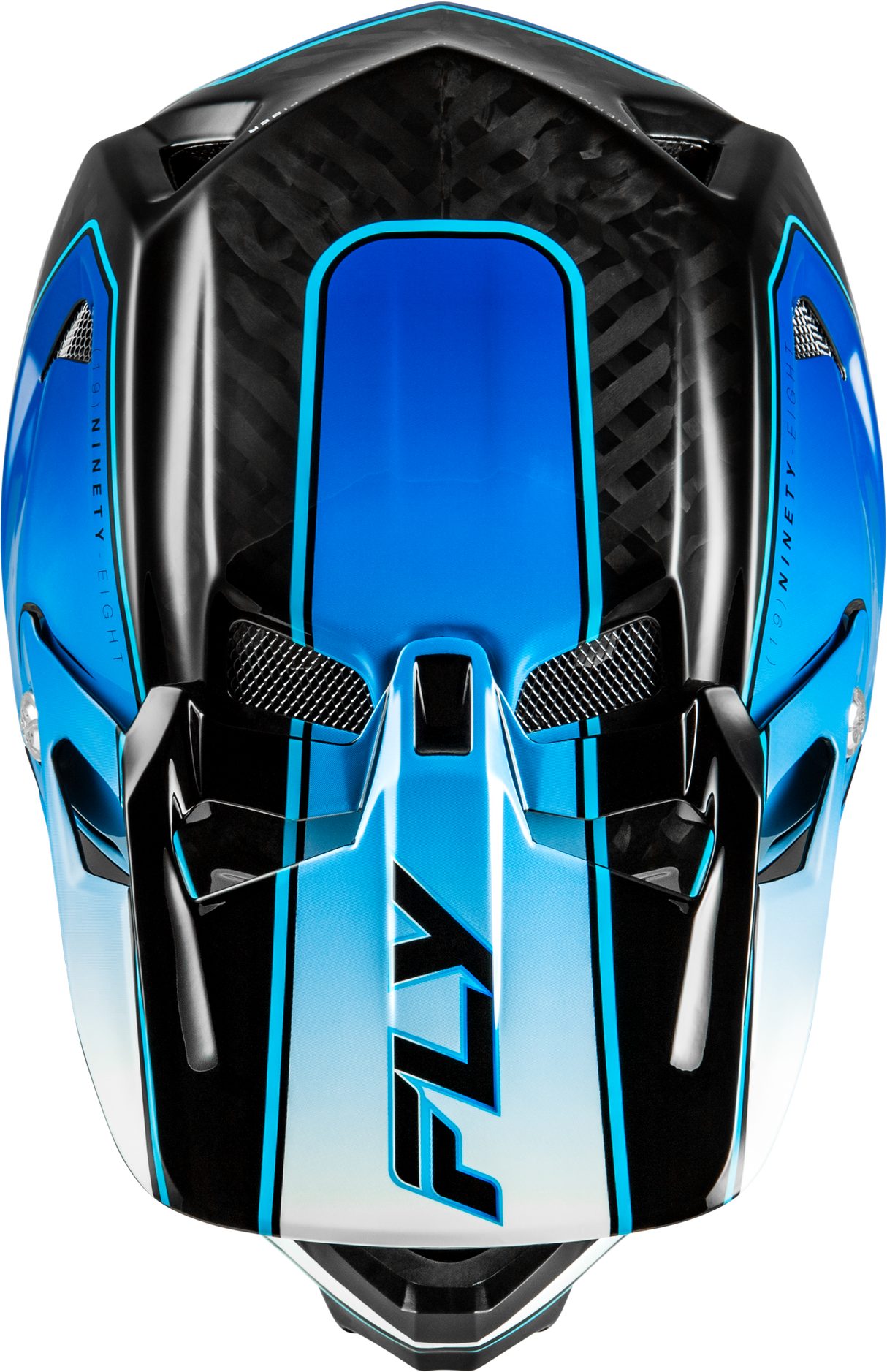 Fly Racing Werx R Flow Carbon Helmet Black Carbon/Blue/White – X-Small, Motorcycle Helmet with Impact Protection and Ventilation