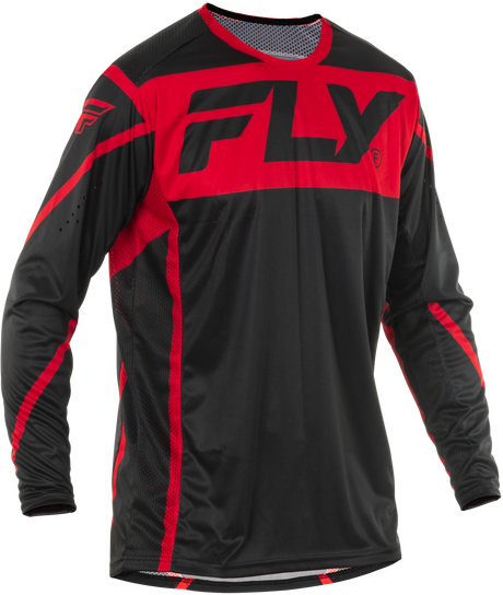 Fly Racing Lite Jersey Black/Red Small - Lightweight Motorcycle Jersey with Advanced Ventilation for Off-Road and Motocross