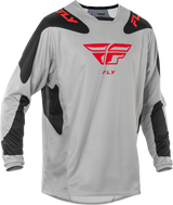 Fly Racing Kinetic Sym Jersey Light Grey/Red/Black Medium for Motorcycle & ATV - Performance Fit with Mesh Ventilation