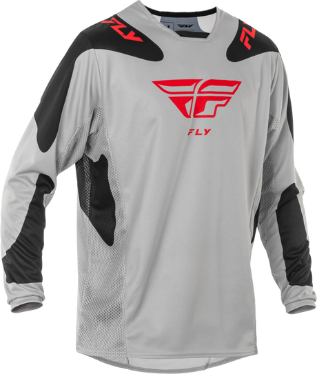 Fly Racing Kinetic Sym Jersey Light Grey/Red/Black Medium for Motorcycle & ATV - Performance Fit with Mesh Ventilation