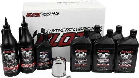 Klotz Premium Harley Davidson 5 Quart Synthetic Oil Change Kit - Fits Harley Davidson Models