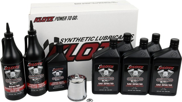 Klotz Premium Harley Davidson 5 Quart Synthetic Oil Change Kit - Fits Harley Davidson Models