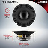 DS18 PRO-HY8.4MSL 8-inch 200W RMS 4 Ohm Mid-Range Loudspeaker for Car Audio with Shallow Grill