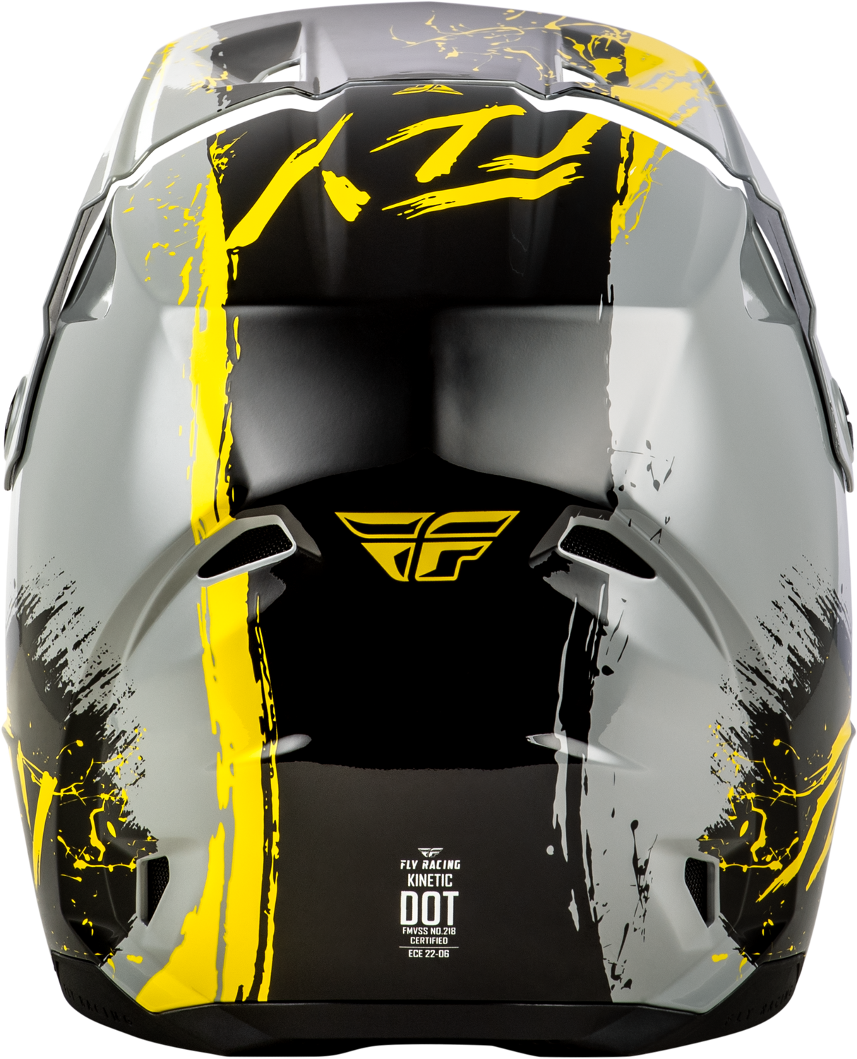 FLY Racing Youth Kinetic Drip Helmet Grey/Black/Yellow – Off-Road Motorcycle Helmet for Kids, Fit for Honda CRF, Kawasaki KX, Yamaha YZ, Suzuki RM