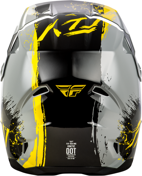 FLY Racing Youth Kinetic Drip Helmet Grey/Black/Yellow – Off-Road Motorcycle Helmet for Kids, Fit for Honda CRF, Kawasaki KX, Yamaha YZ, Suzuki RM