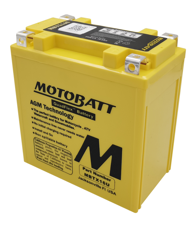 Motobatt MBTX16U Sealed AGM Battery – Universal Fit for Powersports Vehicles