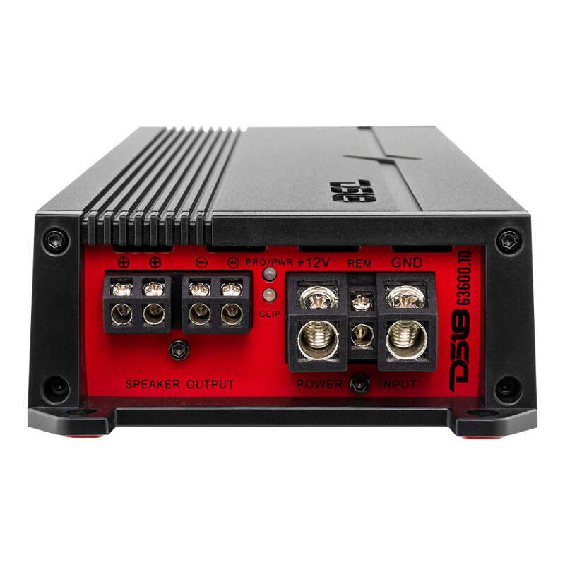 DS18 G3600.1D 1-Channel Car Amplifier - 1200 Watts RMS at 1 Ohm, 900 Watts RMS at 2 Ohms, 500 Watts RMS at 4 Ohms for Automotive Audio Systems
