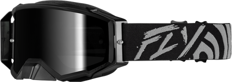 Fly Racing Zone Elite Goggle Grey/Black with Black Mirror/Smoke Lens for ATV, UTV, Dirt Bike, and Motocross Vehicles