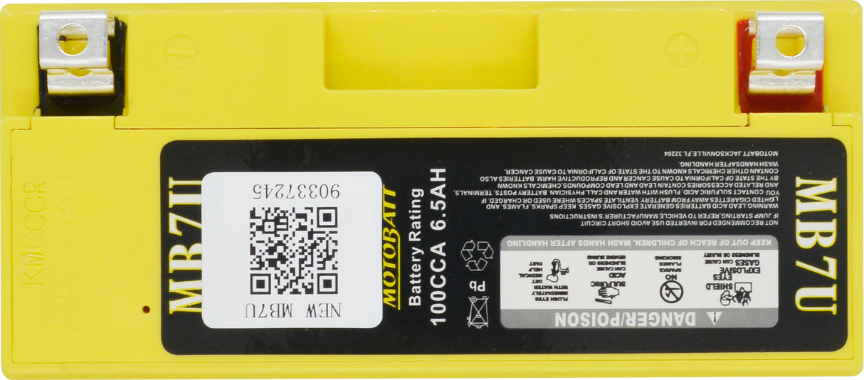 Motobatt MB7U Quadflex Sealed AGM Battery for Motorcycle and Powersport Vehicles