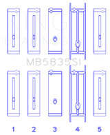 King Engine Bearings Chevrolet 121Ci/Ln2 134Ci Housing Bore +.002 (Size +1.0mm) Main Bearing Set