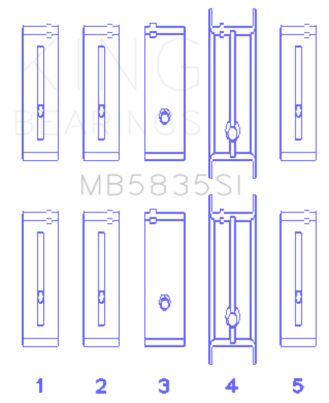 King Engine Bearings Chevrolet 121Ci/Ln2 134Ci +.002 (Size +0.25mm) Main Bearing Set