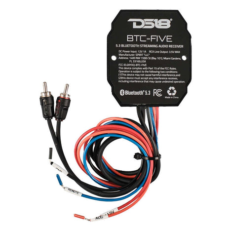 DS18 BTC-FIVE Wireless Bluetooth 5.3 Audio Receiver with Remote for Marine, ATV, and Automotive Applications