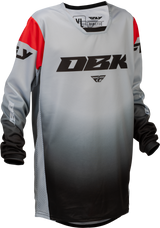 Fly Racing Youth Kinetic DBK Jersey Grey/Black/Red for Motocross and ATV Riders
