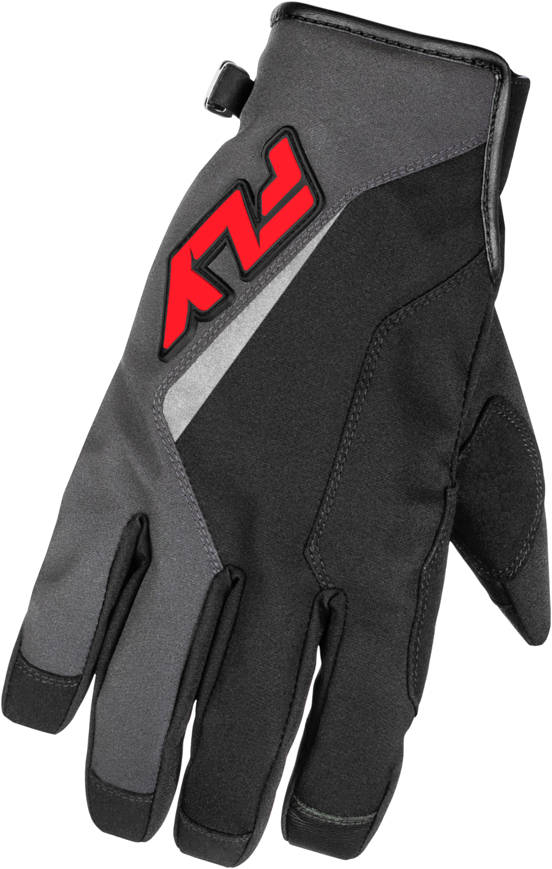 Fly Racing Youth Title Gloves Grey/Black/Red - Cold Weather Motocross Gloves for Kids, Fits Honda CRF300L, Yamaha WR250R, Kawasaki KLX300