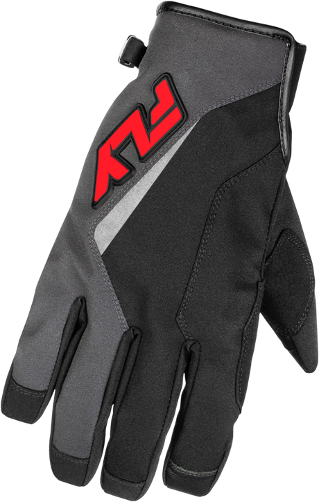 Fly Racing Youth Title Gloves Grey/Black/Red - Cold Weather Motocross Gloves for Kids, Fits Honda CRF300L, Yamaha WR250R, Kawasaki KLX300