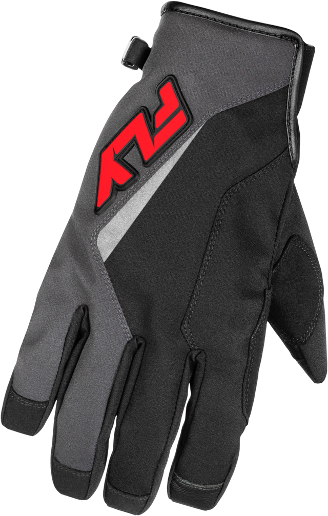 Fly Racing Youth Title Gloves Grey/Black/Red - Cold Weather Motocross Gloves for Kids, Fits Honda CRF300L, Yamaha WR250R, Kawasaki KLX300