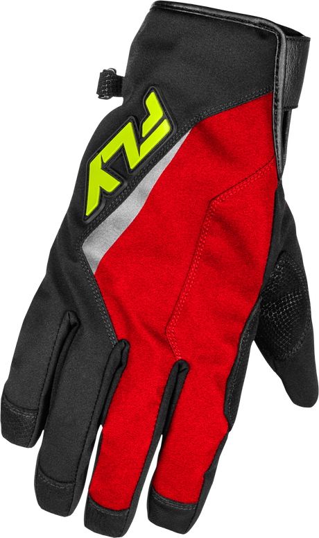 Fly Racing Title Long Gloves Red/Black/Hi Vis for ATV and UTV Riders, Large