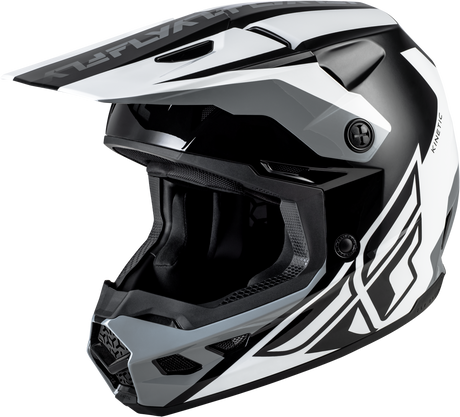 FLY Racing Kinetic Crest Helmet Black/White/Grey for Off-Road Motorcycles - Size Medium