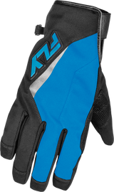 Fly Racing Title Long Gloves Blue/Black/Light Blue Large - Weatherproof Motorcycle Gloves with Heat Settings