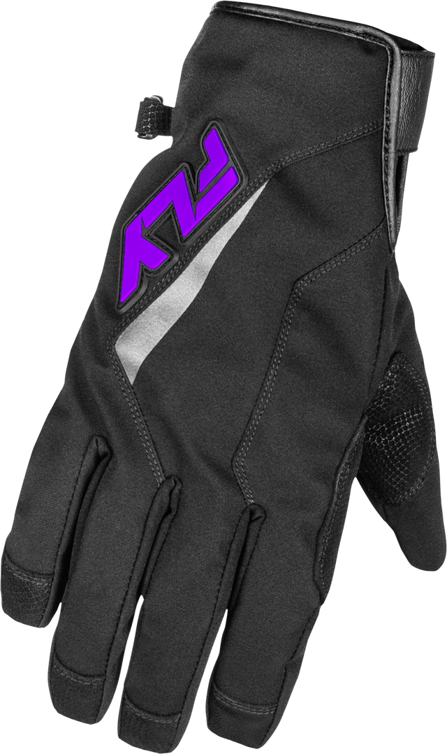 Fly Racing Title Long Gloves Black/Purple XL with Heat Settings and Weatherproof Technology