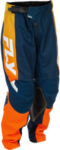 Fly Racing Youth Kinetic Pants Navy/Orange Size 24 – Durable Motorcycle Riding Gear with Mesh Comfort Liner and Adjustable Fit
