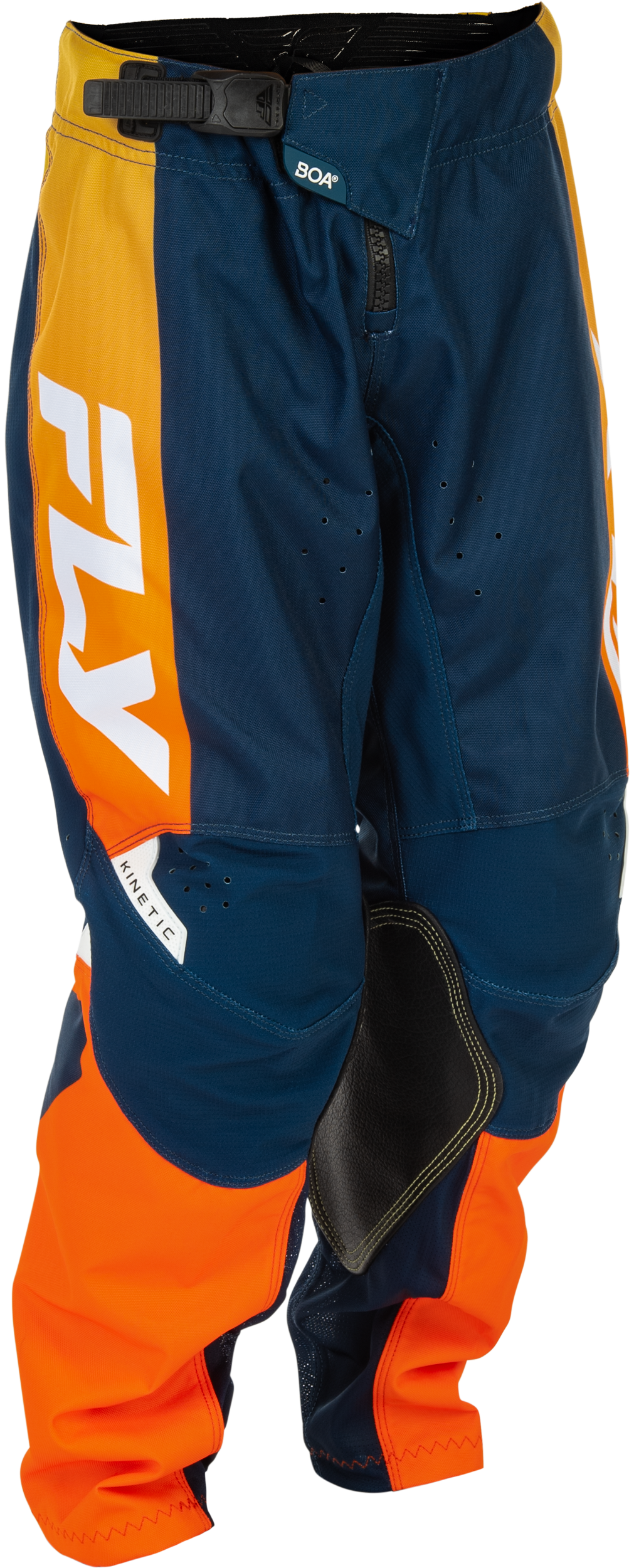 Fly Racing Youth Kinetic Pants Navy/Orange Size 18 - Durable Motorcycle Riding Gear for Kids