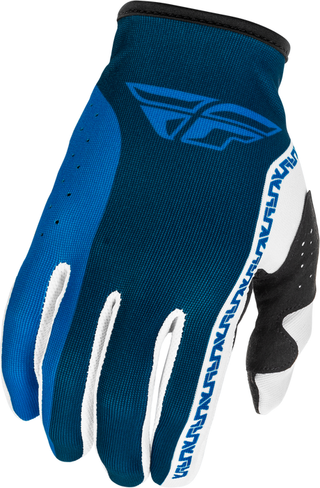 Fly Racing Lite Gloves Blue/White Medium – Lightweight Race Gloves with Touch Screen Compatibility for Motorcycle & ATV