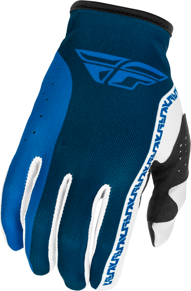 Fly Racing Lite Gloves Blue/White Medium – Lightweight Race Gloves with Touch Screen Compatibility for Motorcycle & ATV