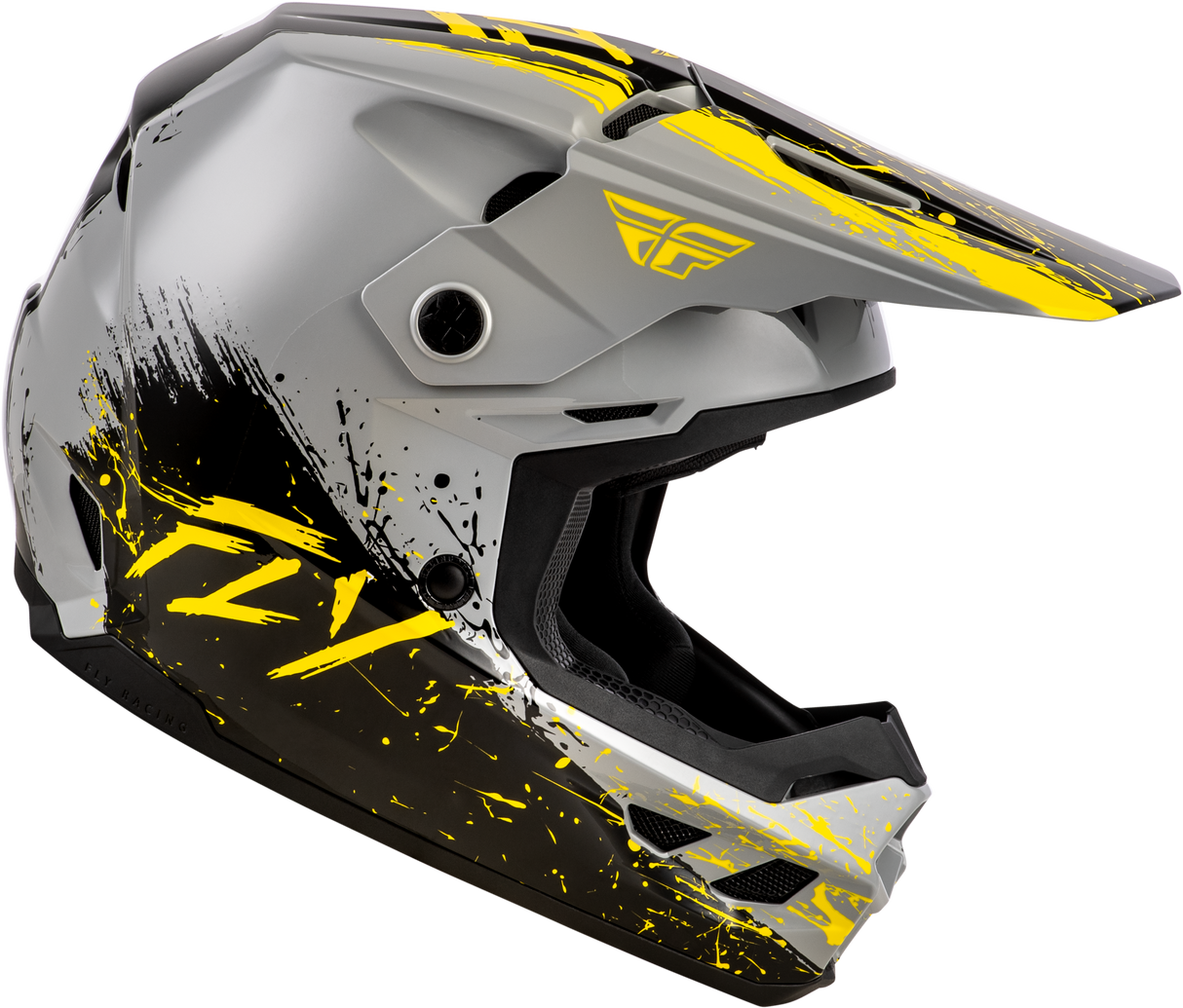 Fly Racing Youth Kinetic Drip Helmet Grey/Black/Yellow – Off-Road Motorcycle Helmet for Youth Riders
