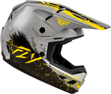 Fly Racing Youth Kinetic Drip Helmet Grey/Black/Yellow – Off-Road Motorcycle Helmet for Youth Riders