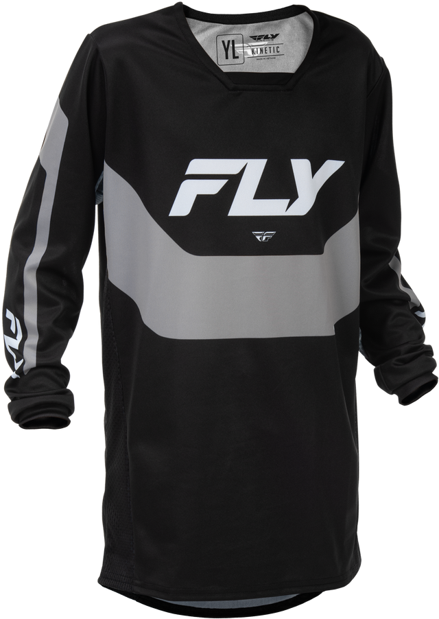 Fly Racing Youth Kinetic Jersey Black/Grey - Perfect for Youth Motocross, ATV, and Dirt Bike Riders