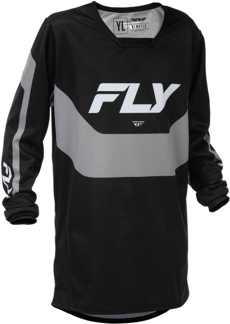 Fly Racing Youth Kinetic Jersey Black/Grey - Perfect for Motocross and Off-Road Vehicles