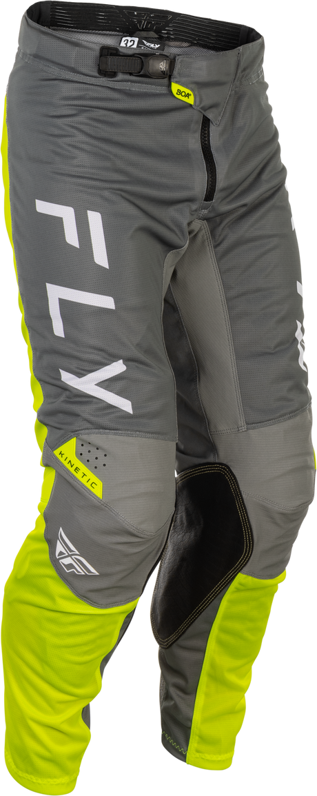 Fly Racing Kinetic Mesh Center Pants for Offroad Vehicles – Size US 34, Grey/White/Hi-Vis
