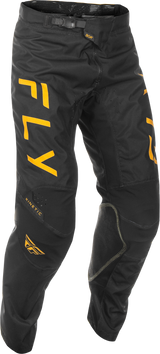 Fly Racing Kinetic Center Pants Black/Gold Size 40 – Motorcycle Riding Gear with Ventilated Multi-Panel Construction and BOA Fit System
