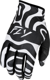 Fly Racing Youth Lite Abyss Gloves White/Black YM - Lightweight Race Gloves for BMX, Motocross & Off-Road Vehicles