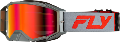 Fly Racing Zone Pro Goggle Grey/Red with Light Red Mirror and Amber Lens – ATV, Motorcycle, Off-Road Vehicle Fitment