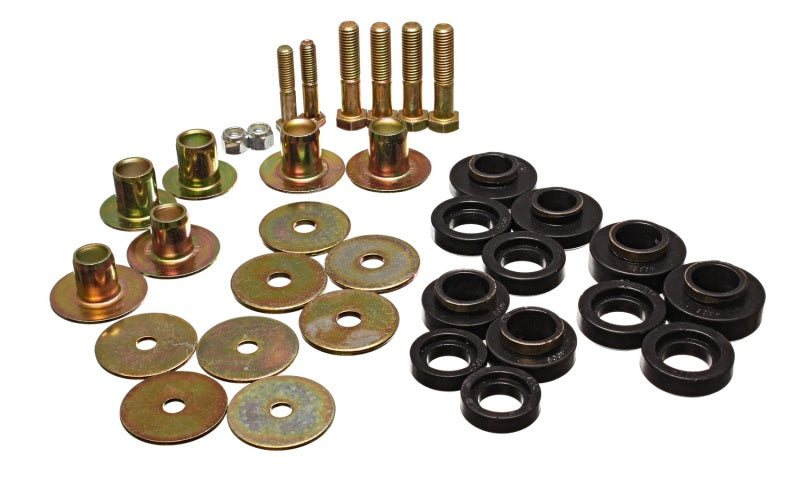 Energy Suspension 3.4142G Black Performance Polyurethane Body Mount Set for 1970-1981 Pontiac Firebird, 1972-1974 Chevrolet Nova, and 1967-1981 Chevrolet Camaro