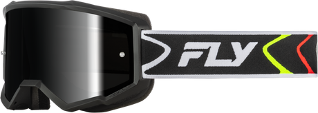 Fly Racing Youth Zone Goggle Black/White with Black Mirror and Smoke Lens – ATV, Dirt Bike, Motocross