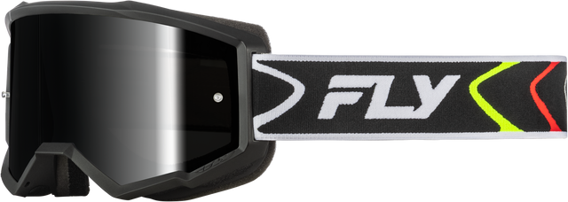 Fly Racing Youth Zone Goggle Black/White with Black Mirror and Smoke Lens – ATV, Dirt Bike, Motocross