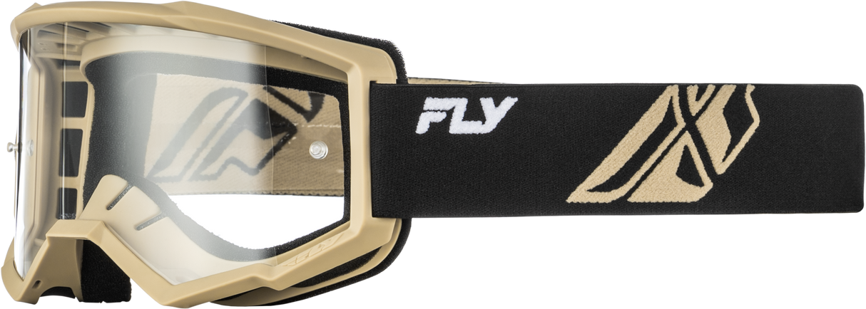 Fly Racing Youth Focus Goggle Black/Khaki with Clear Lens – ATV, Motorcycle, Snowmobile Fitment