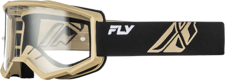 Fly Racing Youth Focus Goggle Black/Khaki with Clear Lens – ATV, Motorcycle, Snowmobile Fitment