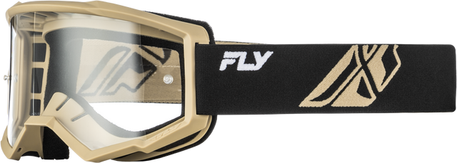 Fly Racing Youth Focus Goggle Black/Khaki with Clear Lens – ATV, Motorcycle, Snowmobile Fitment
