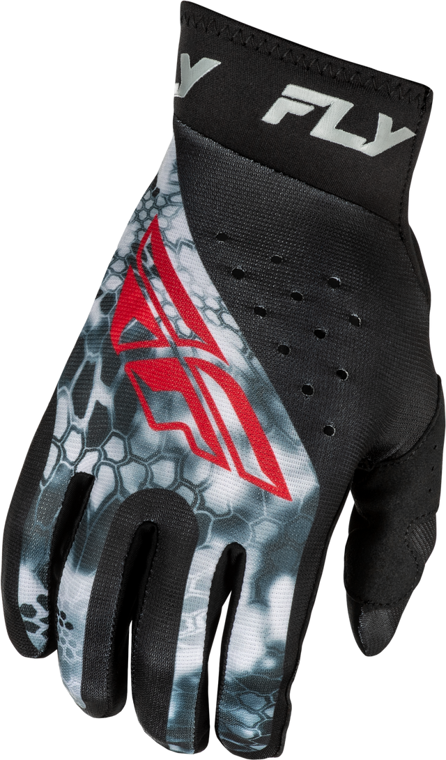 Fly Racing Pro Lite Kryptek Gloves Black/Red/Grey - Lightweight Motorcycle Race Gloves for Motocross and Off-Road Vehicles