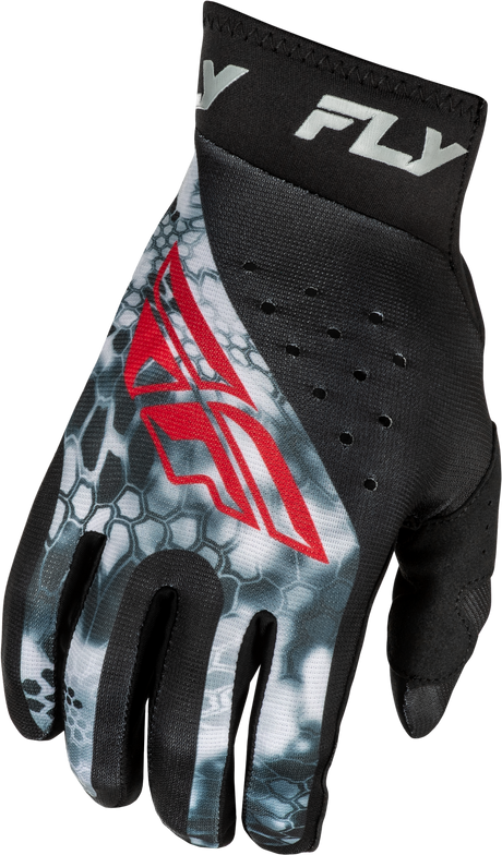 Fly Racing Pro Lite Kryptek Gloves Black/Red/Grey - Lightweight Race Gloves for Motorcycle and ATV Riders