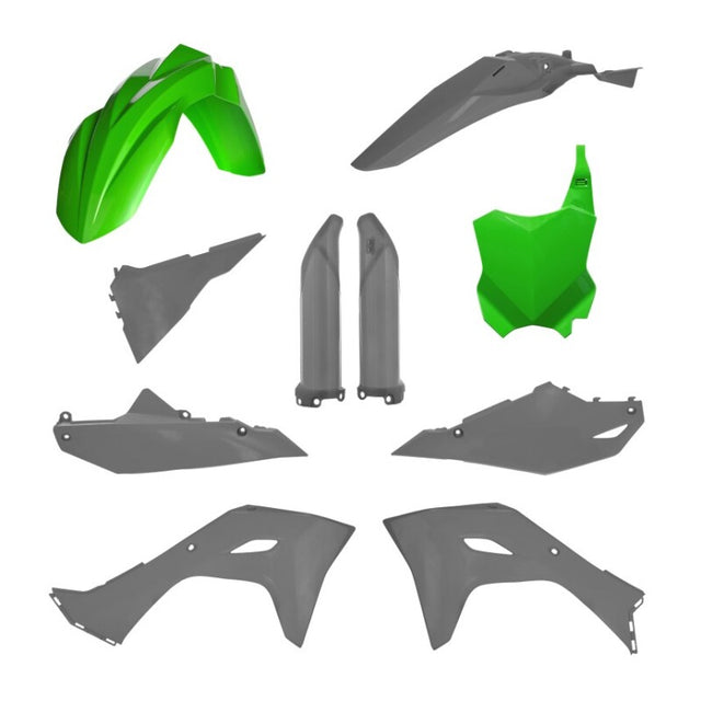 Acerbis 2025 Kawasaki KX250/24+ KX450 Full Plastic Kit - Green and Gray Colors, Off-Road Motorcycle Vehicle Fitment