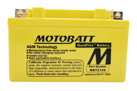 Motobatt MBTZ10S Quadflex Sealed Motorcycle Battery – Universal Fit for Cruiser, Sport, and Touring Bikes