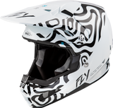 Fly Racing Youth Formula S Carbon Abyss Helmet White/Black - Lightweight Off-Road Motorcycle Helmet with Crash Detection and Bluetooth Connectivity