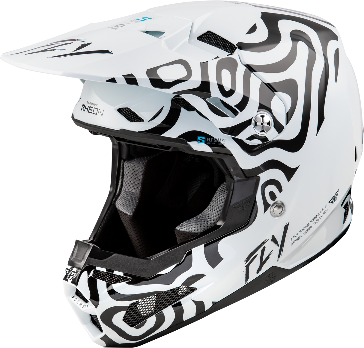 Fly Racing Formula S Carbon Abyss Helmet for Motocross and Off-Road - Large, White/Black