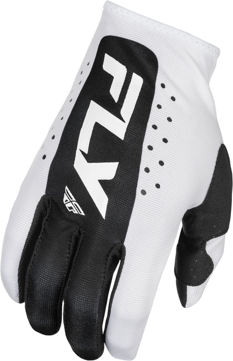 Fly Racing Youth Lite Gloves White/Black (Part No. 378-713YM) - Lightweight Performance for Motocross and Off-Rroad Vehicles