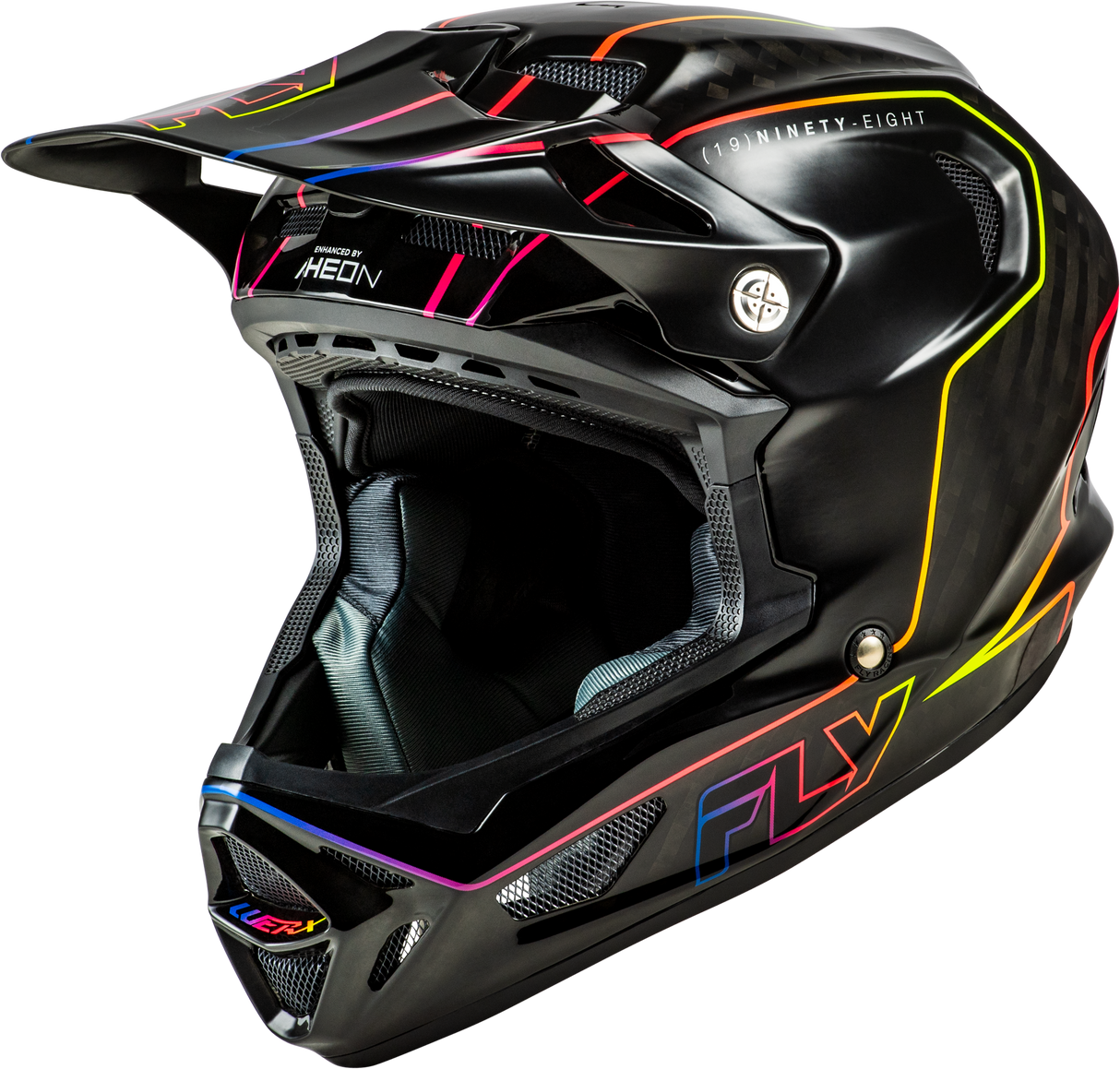 Fly Racing Yth Werx R Flow Carbon Helmet for Youth Bikes - Black Carbon/Black/Yellow